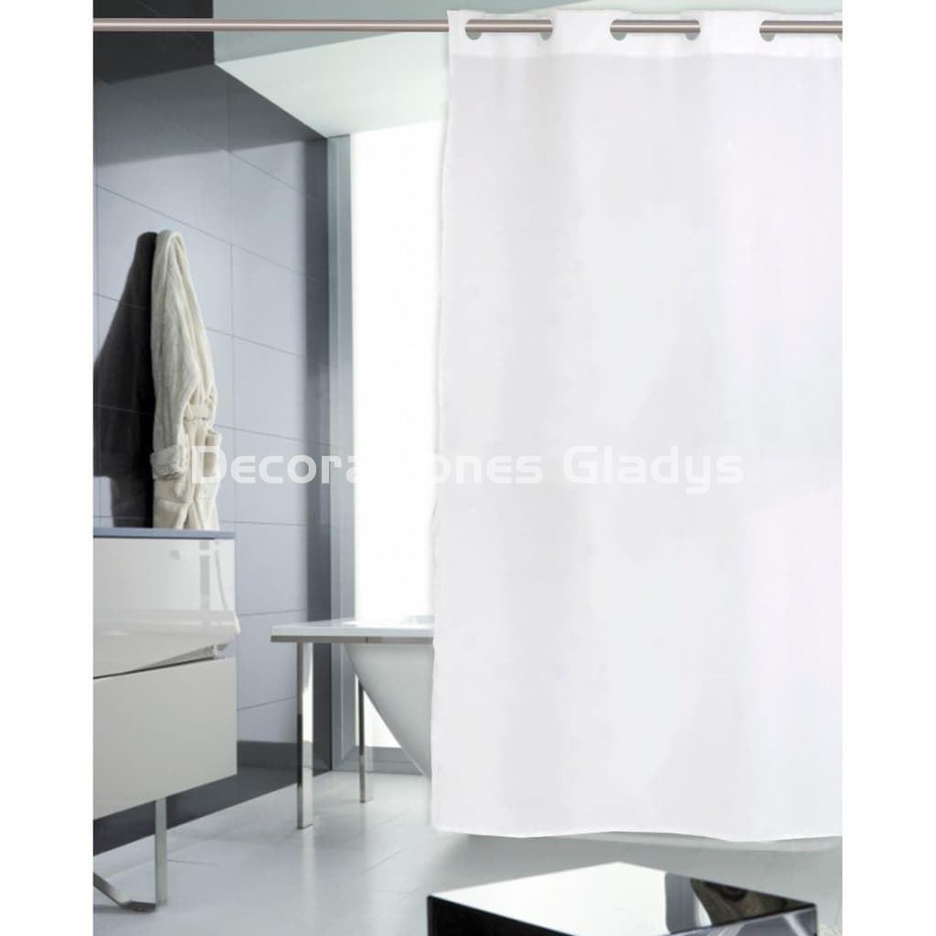 CORTINA DE BAÑO POLYESTER LISA BLANCA - Imagen 1