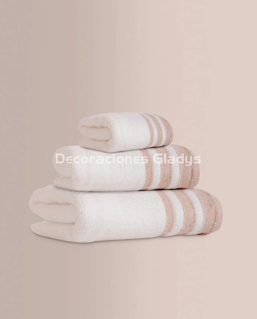 JUEGO DE TOALLAS JACQUARD SIROS BEIGE - Imagen 1