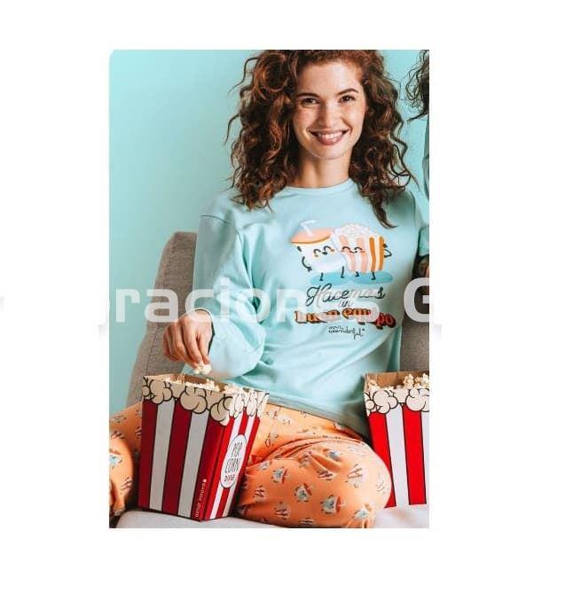 PIJAMA MUJER EQUIPO 60364 TURQUESA MR WONDERFUL - Imagen 1